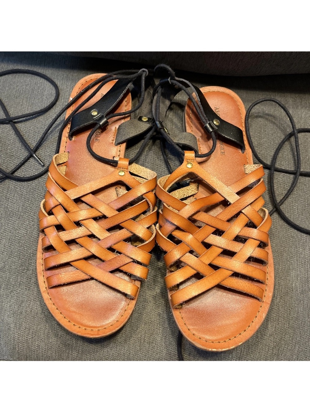 American Eagle Women's Brown/Orange Woven Gladiator Sandals - US 8